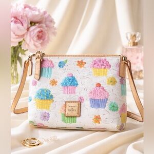 NWT Dooney & Bourke White Multicolor Cupcake Print Crossbody Bag Purse